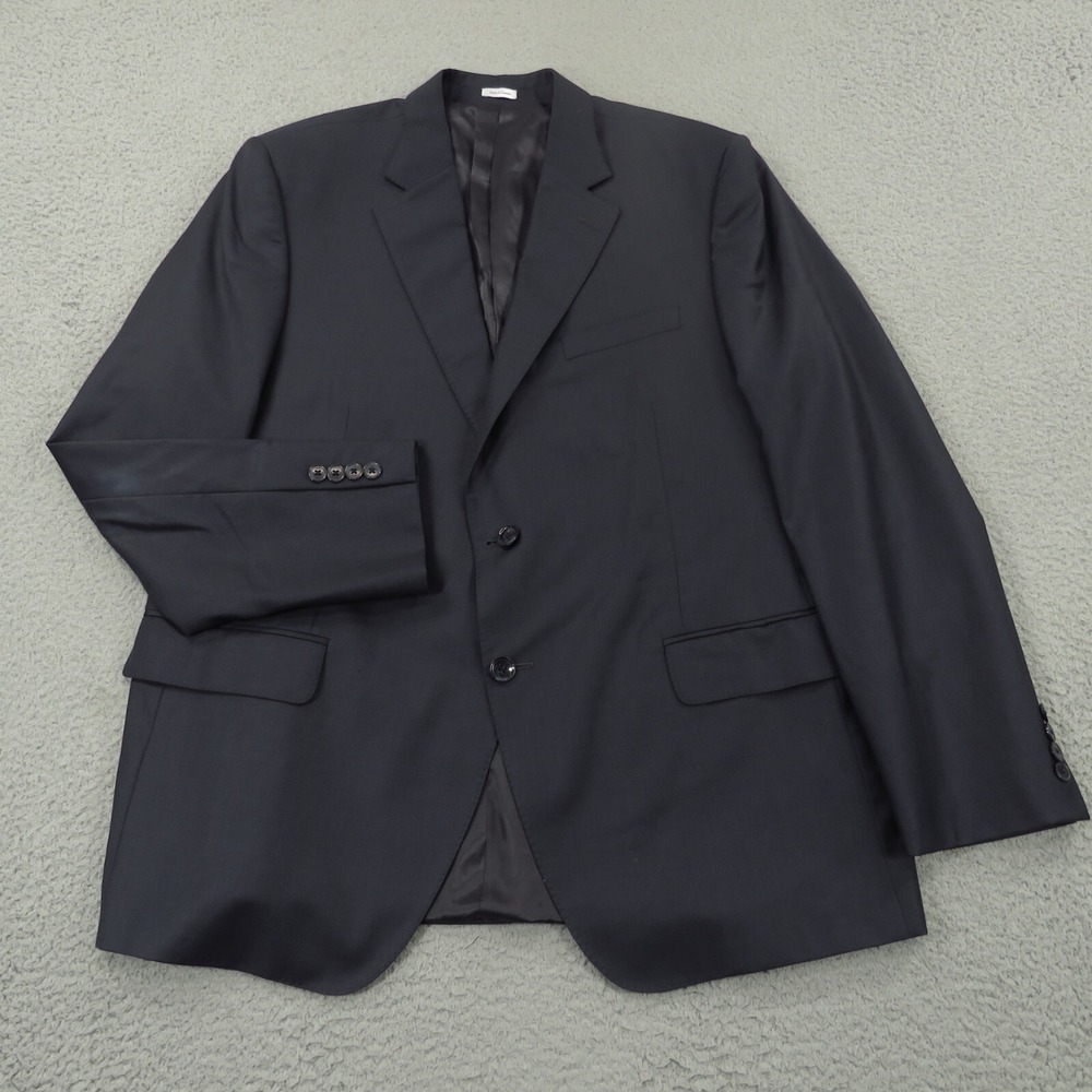 Peter Millar Mens 46R Navy Blue Wool Blazer Double Vented Jacket Made in Canada